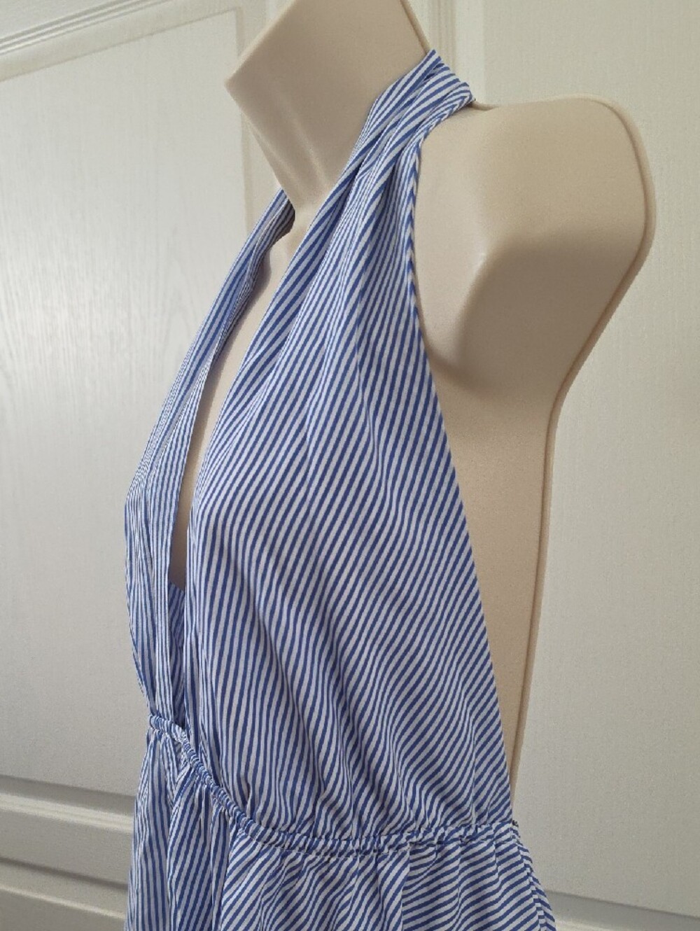 Cupshe | Beachside Dream Striped Mini Dress Blue/White Size L - Picture 5 of 13